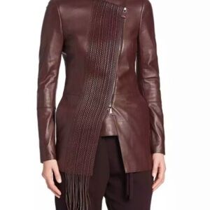 Akris Dark Wine Leather Jacket
